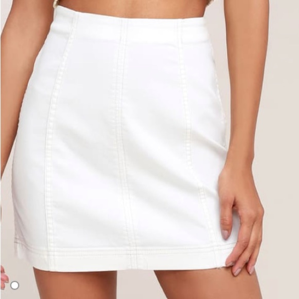 White Free People Modern Femme Denim Mini Skirt